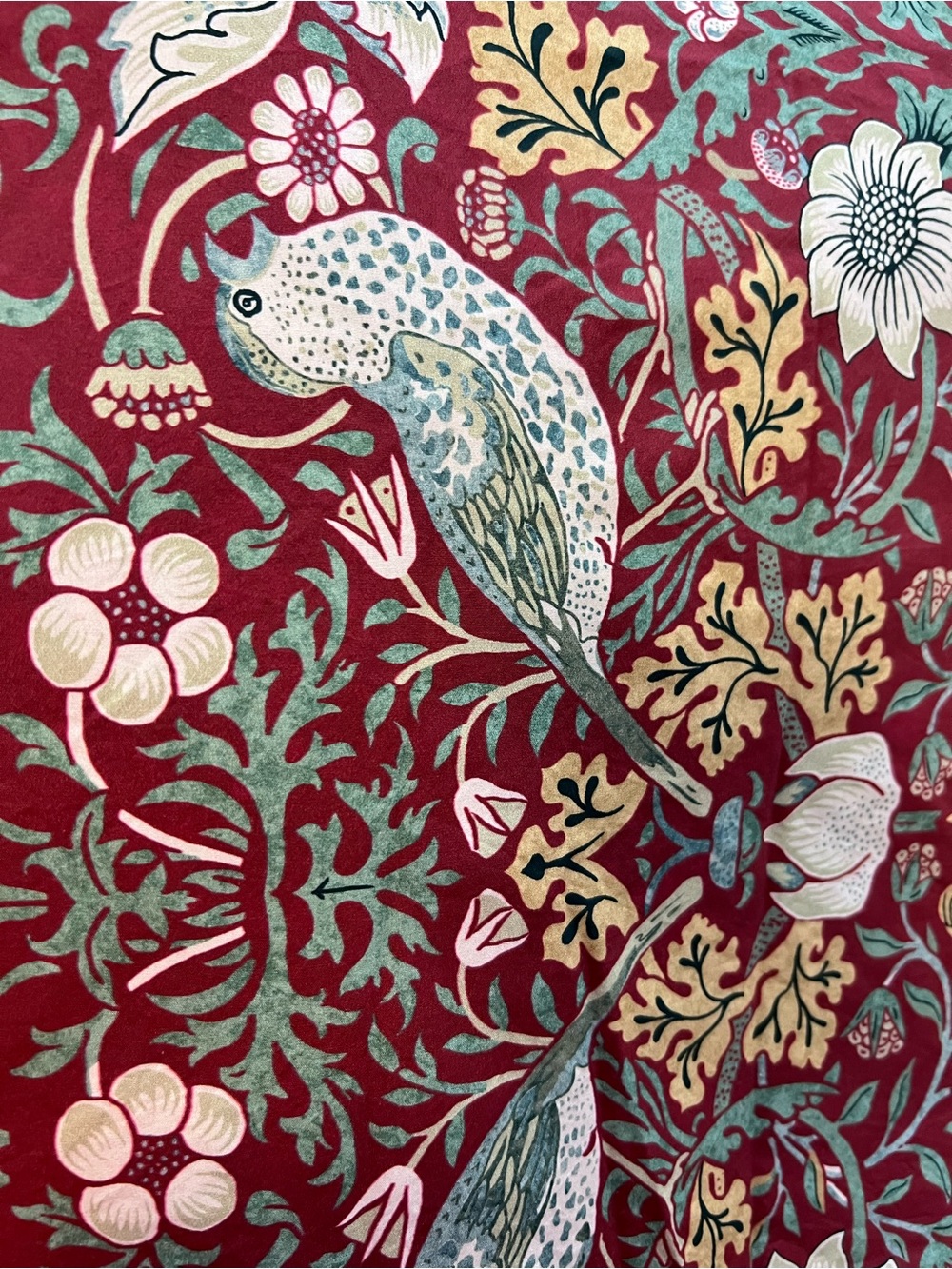 William Morris At Home Strawberry Thief Red King Cotton Duvet Cover